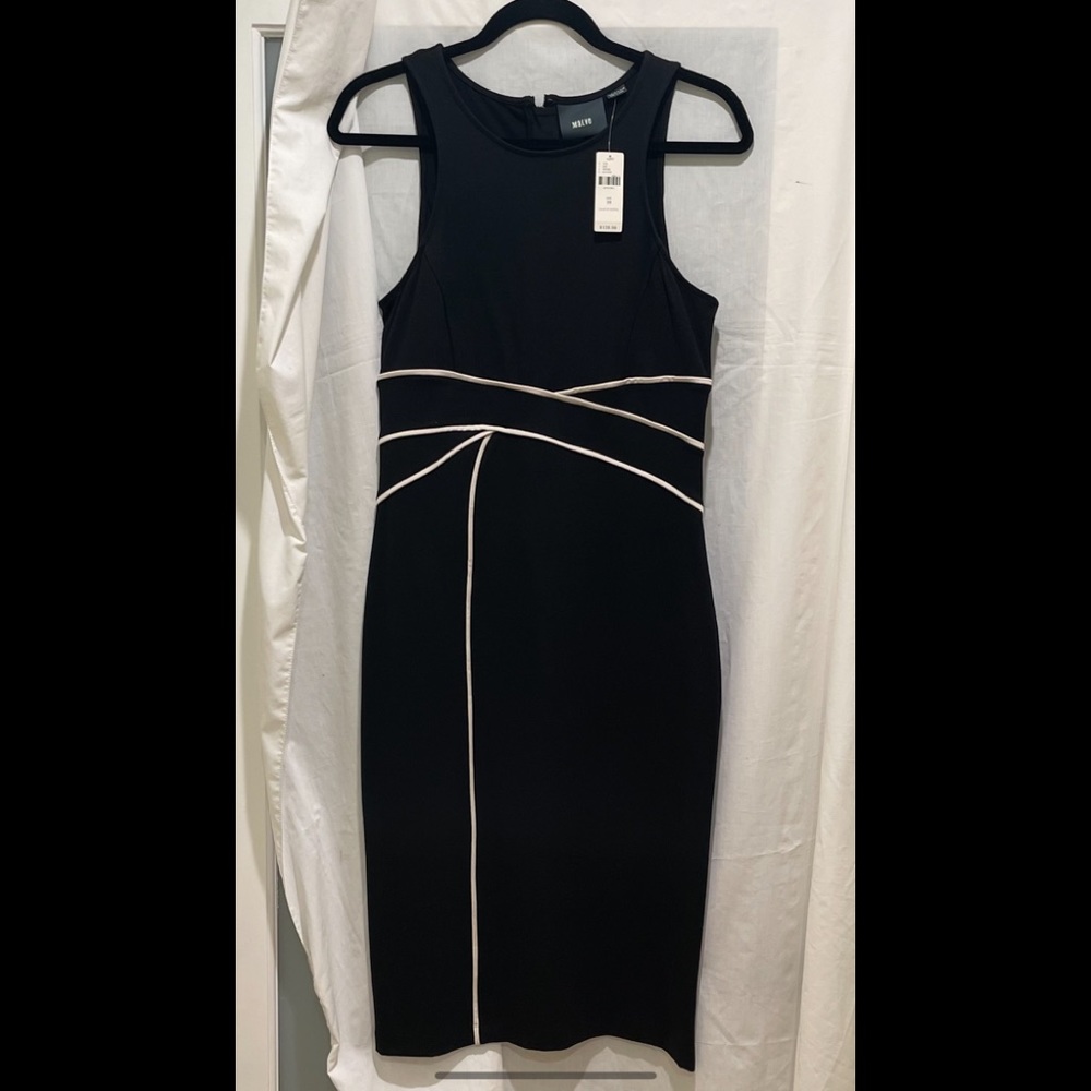 Women’s black dress with white stripes size 10 purchased from Anthropologie